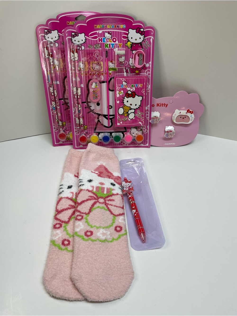 Hello Kitty Bundle Gift Set with Socks, Hair Clips & Stationary Set